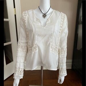 Chloe Oliver White Crochet Blouse Top